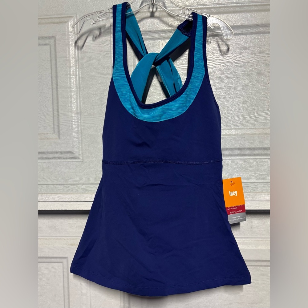 Lucy Navy and Aqua Tank Top
